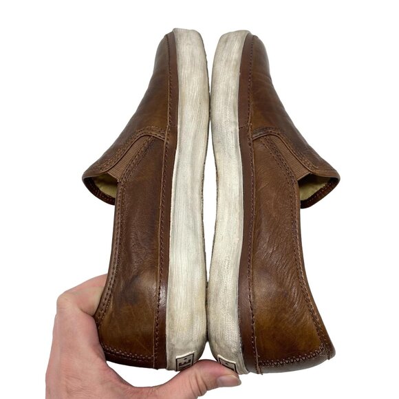 Frye Gavin Sneaker in Brown Leather Mens Size 8 Slip-on Casual Distressed - Picture 6 of 10
